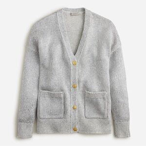 J. Crew Dove Gray Cardigan with Sequins and Gold Buttons Small